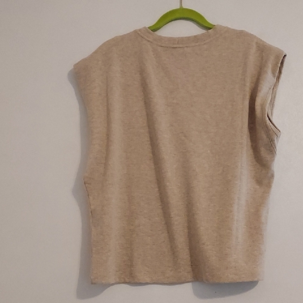 Democracy Beige Ribbed Top - Picture 5 of 7